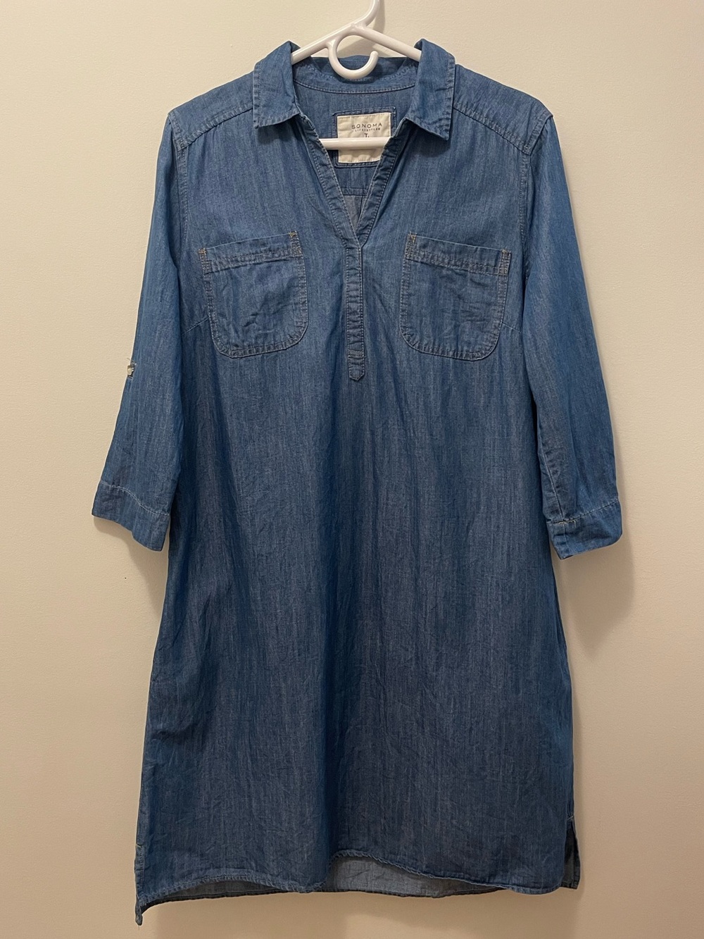 Denim Midi Shirt Dress - Blue